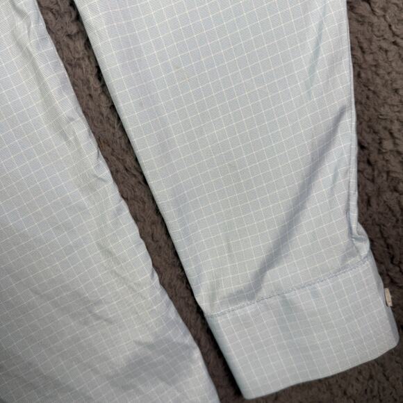 Ministry of Supply Shirt Mens L Blue Plaid Performance Button Slim Fit Stretch - Picture 7 of 11